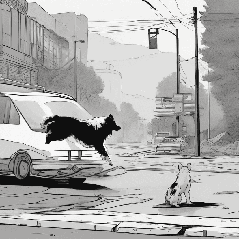 The cone's path is the dog's home.